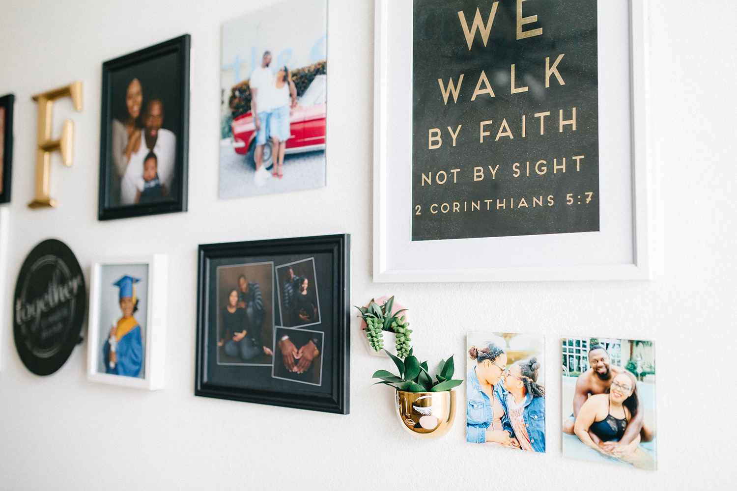 modern family room gallery wall