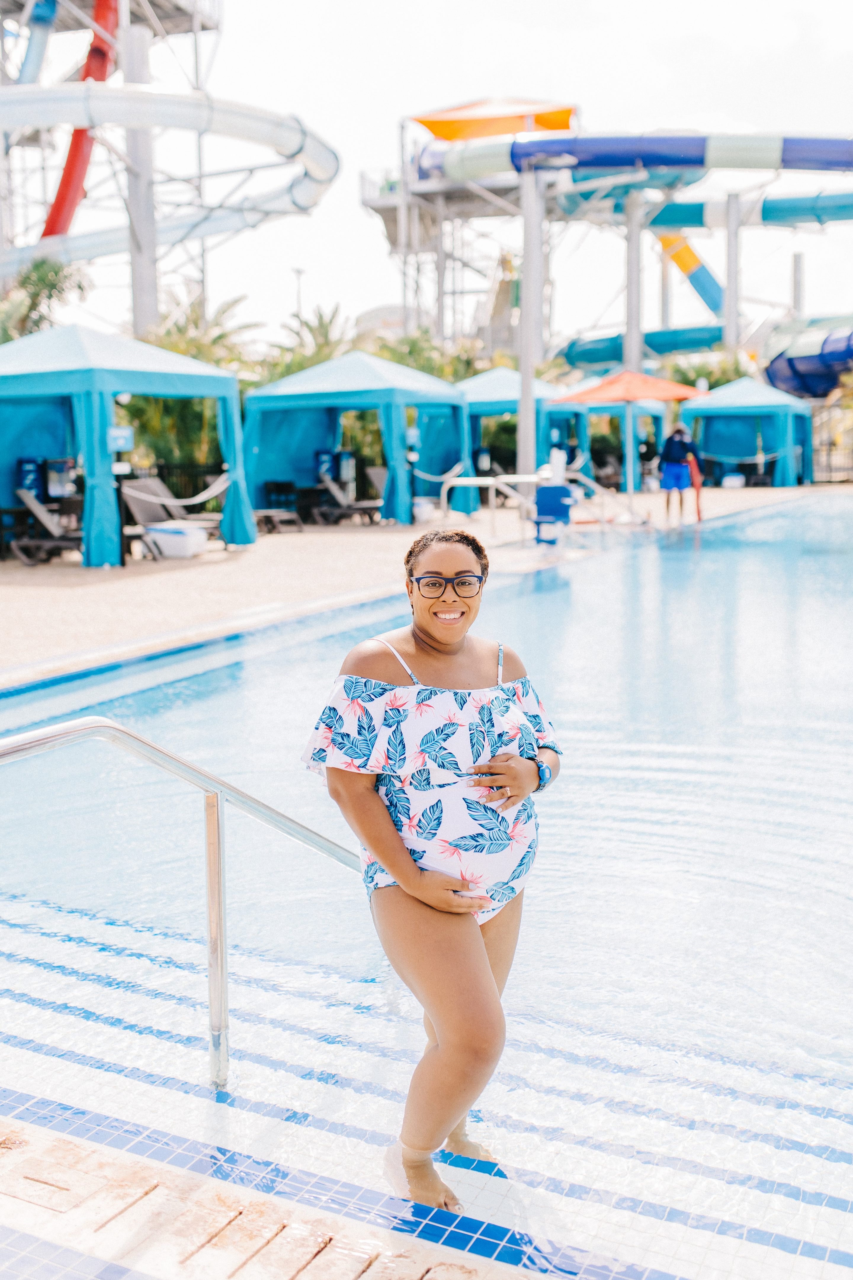 palm print maternity swimsuit