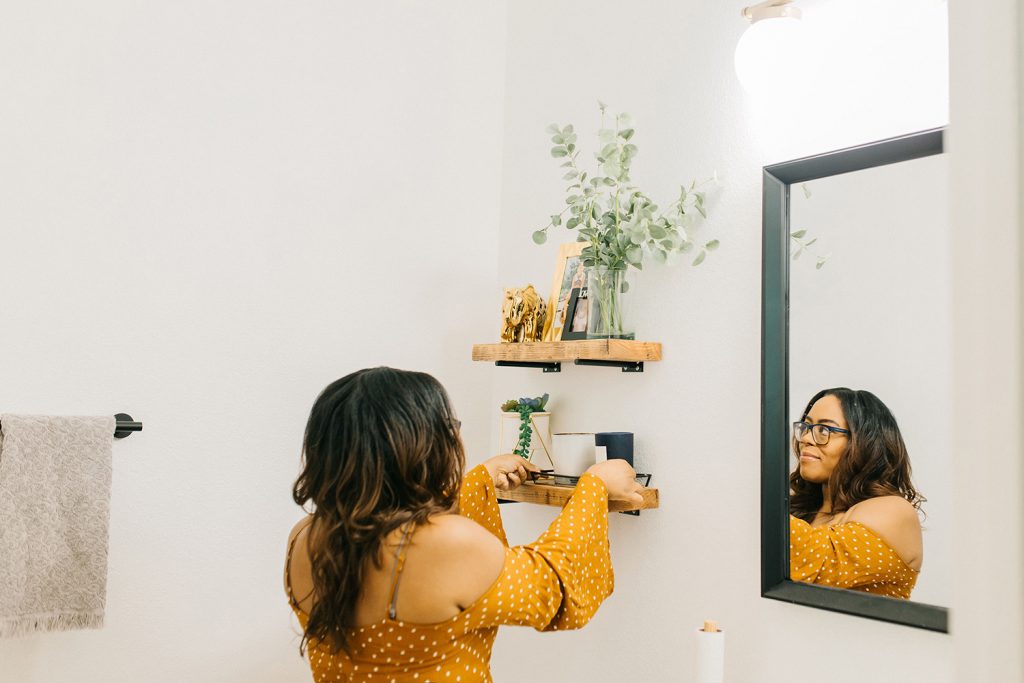 mid century modern bathroom reveal