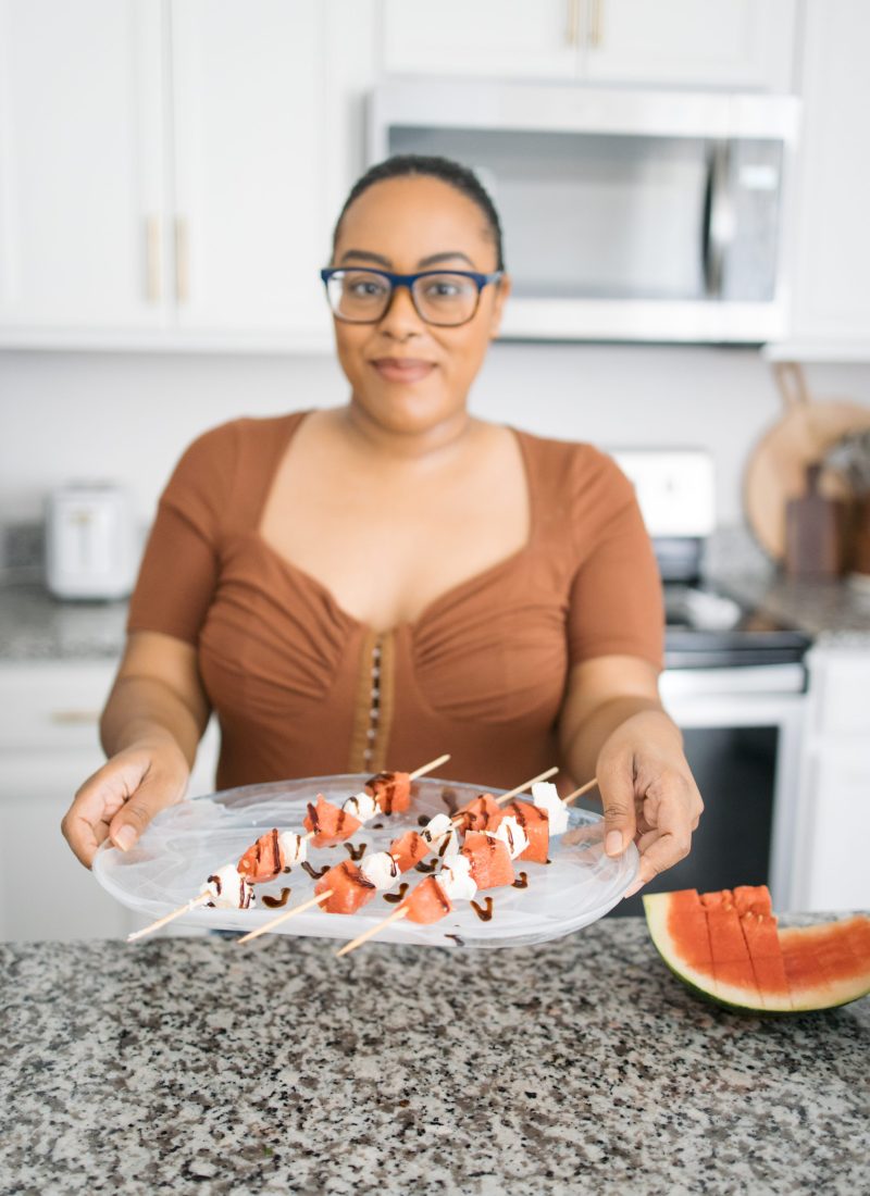 Watermelon and Goat Cheese Fruit Kebabs