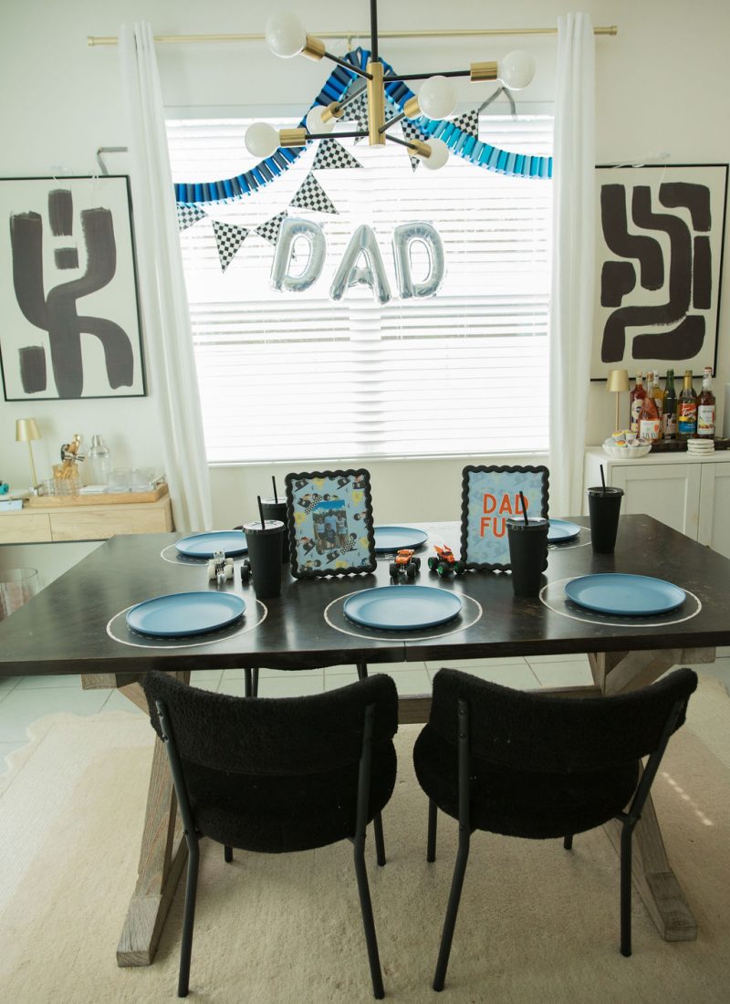 monster truck father's day party setup